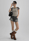 Tiyung Distressed Camo Short Denim Pants