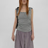 Telton Layered Striped Henley Neck Shirred Sleeveless Top