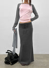 Distub slit maxi long skirt