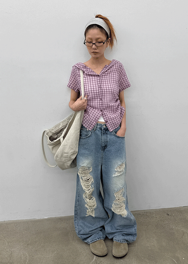 Rockle Damaged Wide Denim Pants