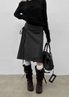 Eve Striped Flare Midi Skirt (Belt Set)
