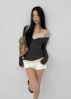 Kommel Deep V-Neck Tencel Long Sleeve Tee