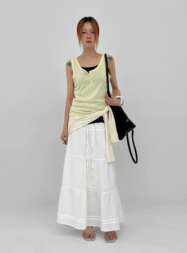 Roheven Banded Tiered Long Skirt