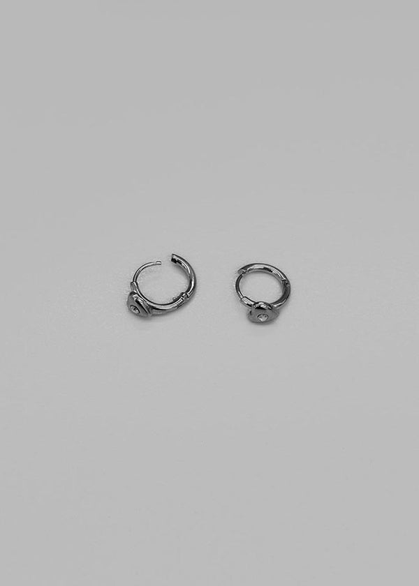Fehu Mini Cubic Heart Silver Earrings