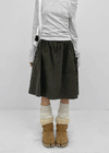 Moard Washed Cargo Flare Midi Skirt