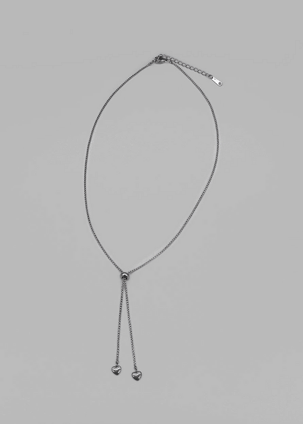 Etka Mini Heart Silver Ball Drop Necklace