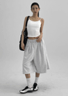 Ruffon Backless Layered Ribbed Sleeveless (Built-in Cap)