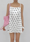 Spot Dot Satin Sleeveless Mini Dress
