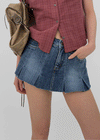 Masle Pleated Mini Denim Skirt Pants