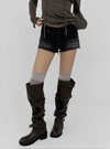 Exile cutting denim shorts