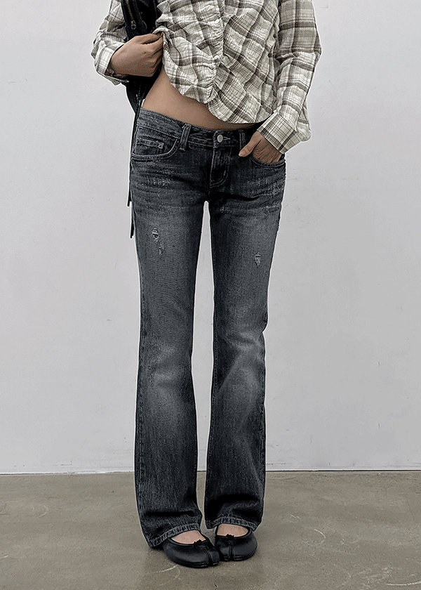 Baddie Low Washed Bootcut Denim Pants