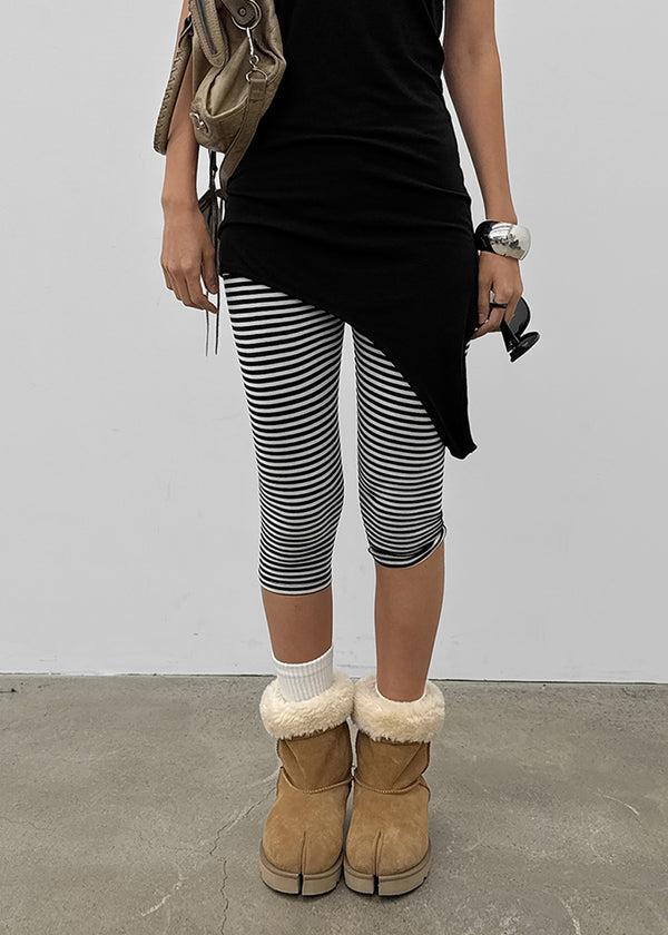 Mae striped elastic banding capri pants