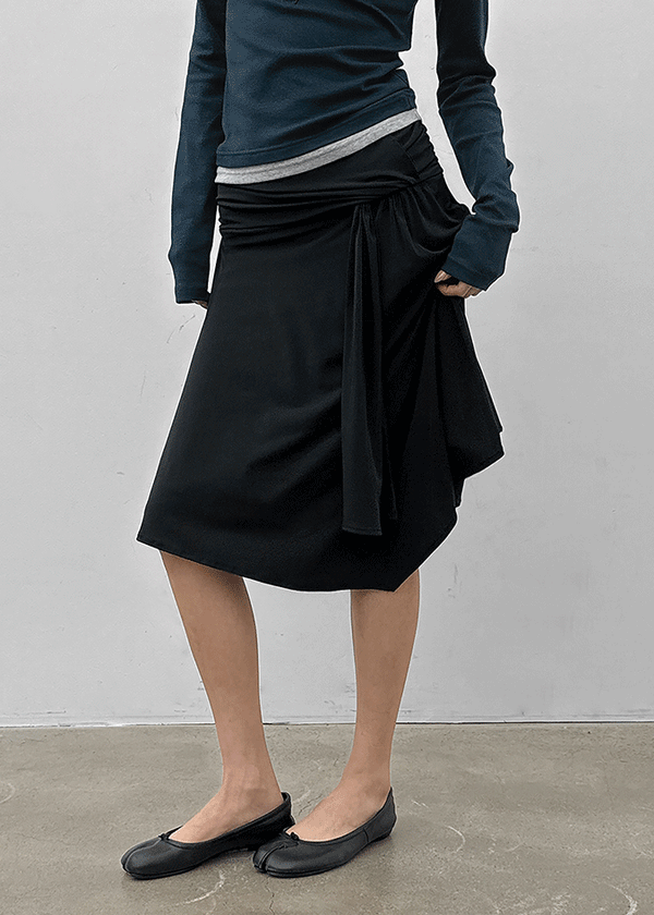 Pyamang asymmetrical wrap midi skirt