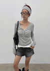 Jade Shirred Staff Long Sleeve Tee