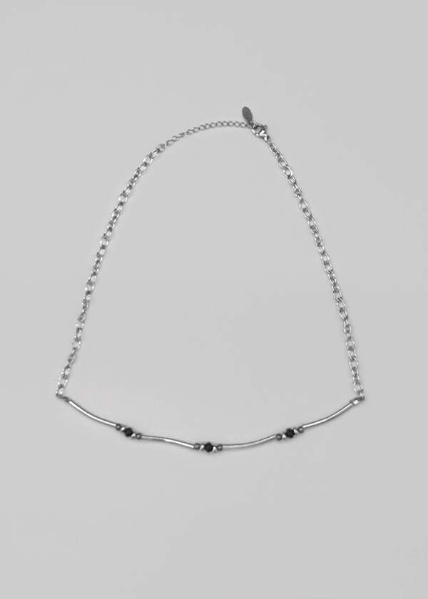 Lemton Silver Bar Bead Necklace