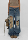 Tacit Damaged Wide Denim Pants