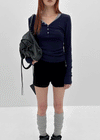 Nuert Button V-neck Layered Long Sleeve T-shirt