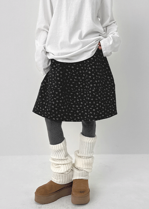 Atel Flower Fleece Banding Midi Skirt