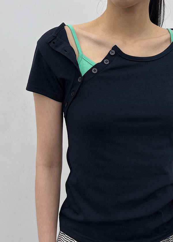 Lulual Side Henley Neck Short Sleeve Tee