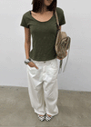 Levien Cut-out U-Neck Short Sleeve T-shirt
