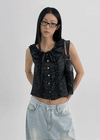 Selem Frill Check Sleeveless Blouse
