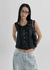 Selem Frill Check Sleeveless Blouse
