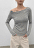 Hairt Stripe Knit Off-shoulder