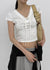 Chuman V-neck Lace Cap Sleeve Short-sleeve Tee