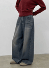 Komae Washed Fleece Wide Denim Pants