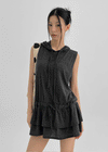 Hoxon Hooded Layered Mini Sleeveless Dress