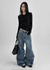 Rapcle Side Rivet Wide Denim Pants