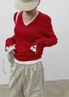 Huchik Hand-button V-neck Knit