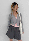 T-pila Stripe V-neck Crop Cardigan