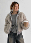 Hazelley Fur Hooded Zip-up