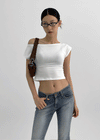 Kuern Boatneck Crop Short Sleeve T-shirt