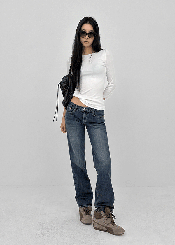 Wippole Low-waisted Straight Denim Pants