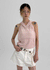Relta Stripe Backless Halter Hooded Sleeveless