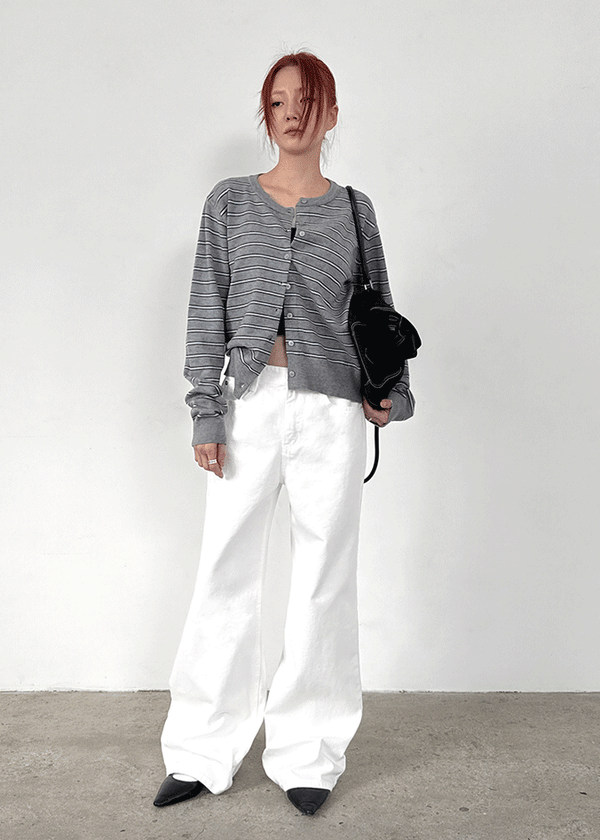 Robotin Semi-wide Bootcut Cotton Pants