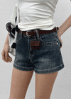 Zeu Back Pocket Denim Shorts (Belt Set)