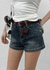 Zeu Back Pocket Denim Shorts (Belt Set)