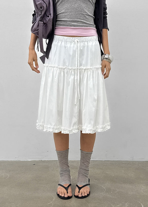Mirage Frill Banding Midi Skirt