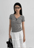 Telang Henley Neck Stripe Short Sleeve T-shirt