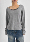 T-ville Wide U-neck Wool Knit Long Sleeve T-shirt
