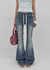 Comonut Banding Washed Bootcut Denim Pants