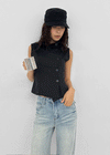 Velout High-neck Sleeveless Shirt