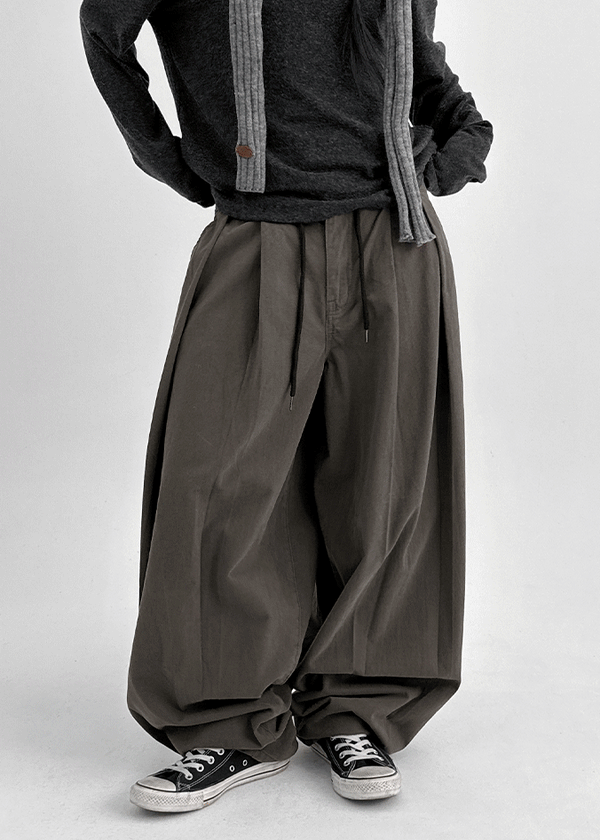 Shaver Pintuck Balloon Cotton Banding Pants