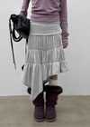 Sorien Shirred Asymmetrical Midi Skirt