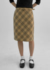 Newating Check Midi Skirt (Belt Set)