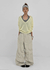 Ney stitch back elastic wide pants