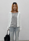 Slant V-neck knit cardigan